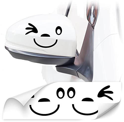 Gesicht Autoaufkleber *** 2er Set *** Aufkleber für Auto Spiegel Außenspiegel Smile |KB801