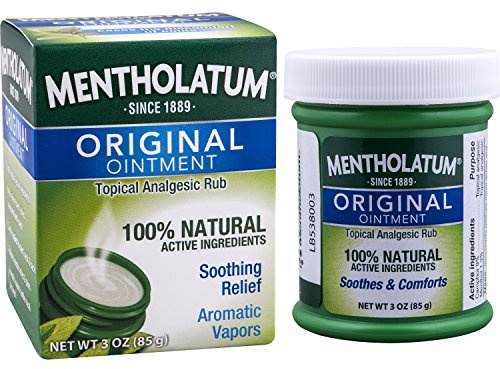 Mentholatum Original Ointment to Help Relieve Chest Aches associated with Cold, 100% Natural Active Ingredients, Aromatic Vapor soothes Nasal Passage, 3 Ounce (85g)