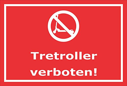Panneau – Trottinette interdit – 15 x 20 cm, 30 x 20 CM et 45 x 30 cm – bohrlöcher autocollants mousse rigide en aluminium Composite – s00230d