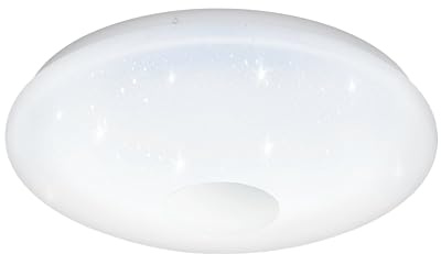 EGLO LED Deckenleuchte Voltago 2 1 flammige Deckenlampe Weiß, Ø 38 cm | mit Kristall-Effekt, Fernbedienung, Lichtfarbe (warmweiß – kaltweiß), dimmbar, Wohnzimmerlampe aus Metall und Kunststoff