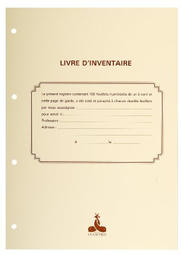 Le Dauphin Reliure spécialisée Livre d'inventaire et Livre journal 100 + 50 feuillets Blanc
