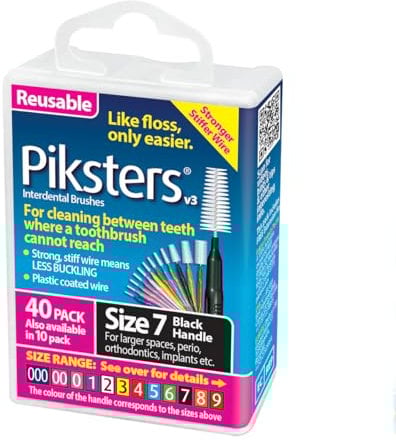 Pikster Interdental Brushes (40 Pack, Size 7 (Black))