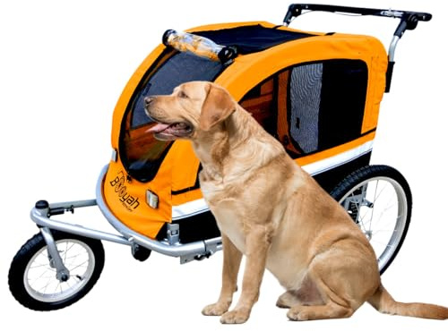 Booyah Large Pet Bike Trailer Dog Stroller & Jogger with Shocks - Orange