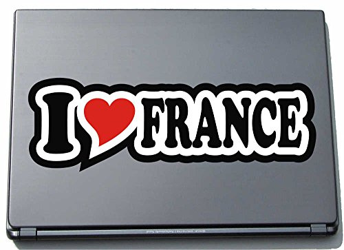 INDIGOS UG I Love Heart Aufkleber Decal Sticker Laptopskin 210 mm I Love France