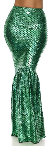 Forplay Damen Meerjungfrauenrock mit hoher Taille und Hologramm-Finish, Grün, Large-X-Large
