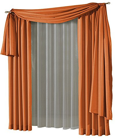 Wirth Fertigschal mit Kräuselband, Polyester, Orange, 175 x 135 cm