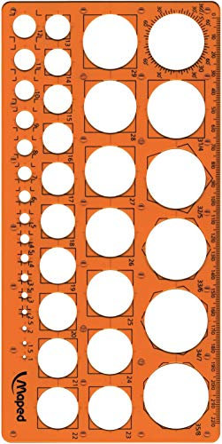 Maped M277620 - Kreisschablone Technic, für Kreise Ø 1 - 35 mm, orange
