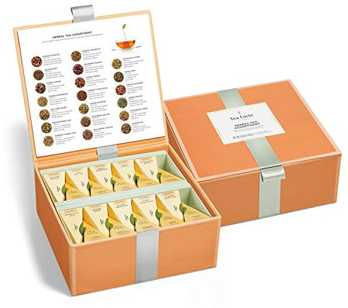 Caja de Té Herbal Surtido de Degustación 40 infusores de Té con Forma de Pirámide Hechos a Mano de Te Forte - Manzanilla, Chai, Menta y mucho más.