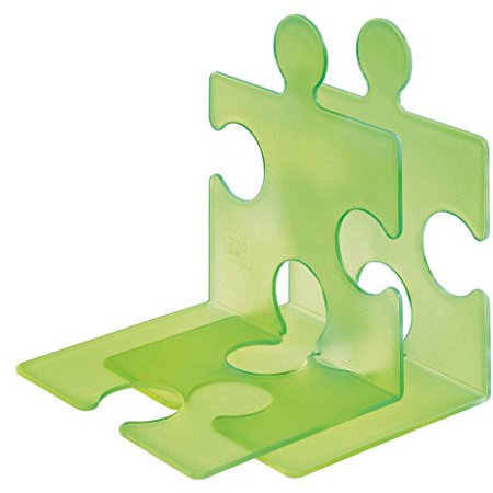 HAN CD-Ständer & Buchstütze Puzzle, standfester kombinierbarer Stehsammler in modernem Puzzle-Look, für CDs, Bücher & DVDs, 9212-60, transluzent-grün