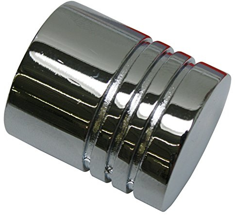 Gardinia Endknöpfe für Gardinenstangen, 2 x Endstück Zylinder, Serie Chicago, Metall, Chrom, Durchmesser 20 mm, 31063
