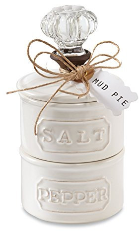 Mud Pie Door Knob Salt Cellar Set, White