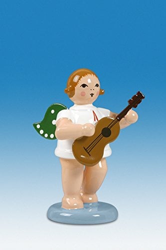 Rudolphs Schatzkiste Holzfigur Engel mit Gitarre ohne Krone Höhe 6cm NEU Holzengel Instrument Seiffen Erzgebirge Figur Dekoration Holzfiguren Weihnachten Fensterschmuck Spielzeug Deko Weihnachtsfigur