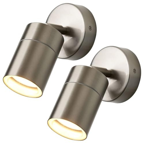 LITECRAFT Kenn Outdoor Wall Ceiling Adjustable Spotlight - (Stainless Steel, Pack of 2)