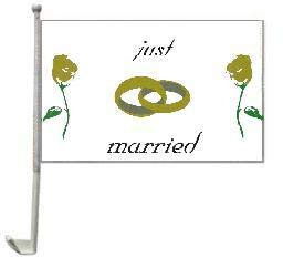 Everflag Auto-Fahne: Just Married (Hochzeit)