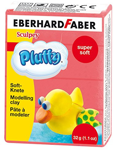 Eberhard Faber 571421 - Super Soft Knete Pluffy, 32 g, rot
