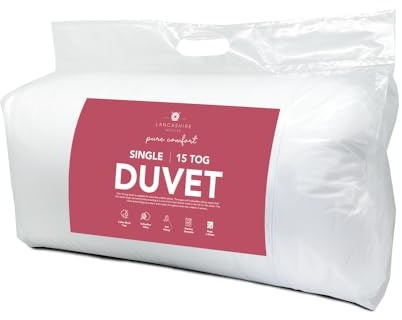 Lancashire Textiles 15 Tog Duvet Snuggle Ultra Warm Winter Quilt Super Single Size Bed - Hollowfibre Filled Soft Cotton Blend Casing for Comfortable Sleep [135 X 200 Cm]