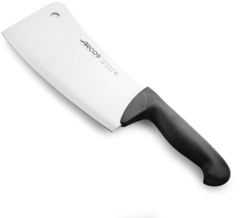 Arcos Cuchillo Carnicero Nitrum Acero Inoxidable y Hoja 200 mm. Cuchillo Carnicero Profesional. Mango Ergonómico Polipropileno. Serie 2900. Color Negro.