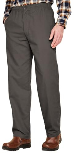 Chums Men's Fleece-Lined Elasticated Thermal Trousers Adjustable Drawcord & Comfort Waist Versatile for Work, Leisure, Indoor & Outdoor Activities Charcoal 34W / 33L