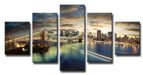 Visario 6417 Bilder und Kunstdrucke auf Leinwand Bild 100 x 50 cm New York fünfteilig