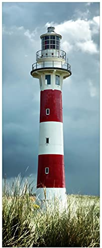 Wallario Poster - Leuchtturm am Strand in Premiumqualität, Größe: 50 x 125 cm