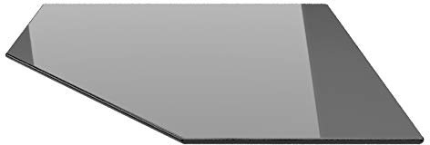 Fünfeck 125x125cm Glas schwarz - Funkenschutzplatte Kaminbodenplatte Glasplatte f. Kaminofen (Schwarz FE125x125cm - mit Silikon-Dichtung)