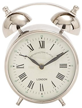 Deco 79 Edelstahl-Uhr mit Glocken-Oberseite, 7,6 x 12,7 x 17,8 cm, silberfarben