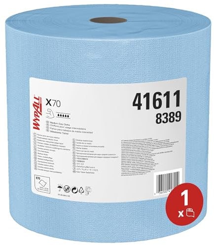WypAll X70 Power Clean paños de limpieza 8389 - Paños reutilizables - 1 rollo azul notable x 870 paños de limpieza azules