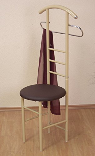 iovivo Herrendiener aus Stahlrohr mit rundem Sitz, 53x47x118 cm beige/braun