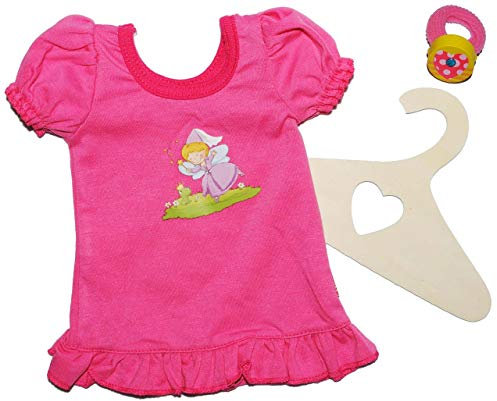 alles-meine.de GmbH Puppenkleidung Größen 28-35 Nachthemd/Sommerkleid rosa Frosch Puppenbekleidung für die Puppe - incl. Haargummi für die Puppenmutti - für die Puppe - Kleid..