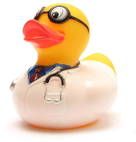 Duckshop I Badeente Arzt I Quietscheente - L: 7,5 cm - inkl. Quietscheentchen-Schlüsselanhänger im Set I Geschenk Mediziner I Präsent Sammler