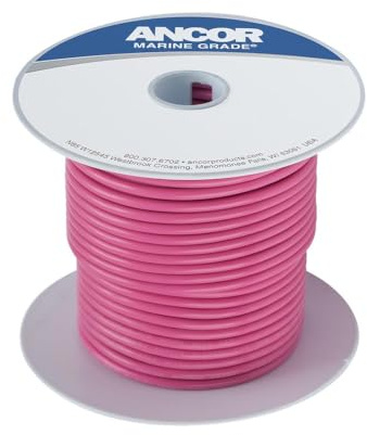 Ancor 100610 Marine Grade Electrical Primary Tinned Copper Boat Wiring (18-Gauge, Pink, 100-Feet)