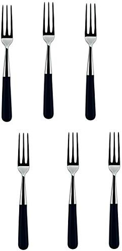 Alessi Lcd02/2r4 40 Fourchette de Table, 4 dents en Acier Inoxydable 18/10 Brillant, Manche en Pom, Noir, Set de 6 Pièces