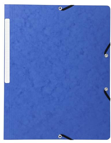 Exacompta 55412E 10er Pack Eckspanner-Mappe. Aus Colorspan-Karton DIN A4 mit 2 Gummizügen blau Sammelmappe Dokumentenmappe ideal für Büro und Schule