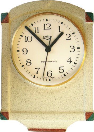 Küchenuhr Funkuhr beige rauh, handbemalt, länglich