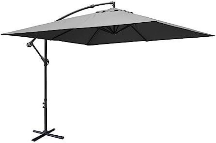 sweeek Alice's Garden - Parasol déporté carré 3x3m - Hardelot 3x3m - Gris - Manivelle anti-retour | Toile déperlante | Facile à utiliser