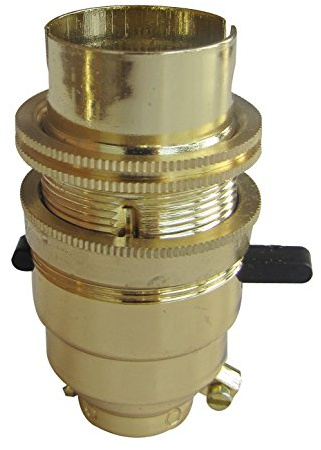 Tibelec 839330 Douille Acier Laitonnée avec Interrupteur + Bague B22d Bronze