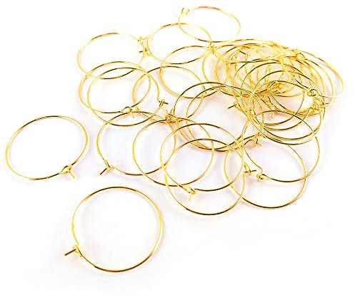 Golden Brass 0.8mm x 25mm Round for Wine Glass Charm Rings Pack of 30 - Perfect for Jewellery Making, Craft Projects, and More