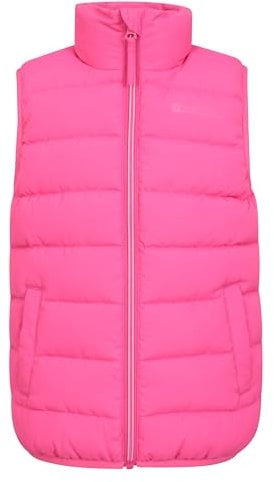 Mountain Warehouse Rocko Kids Padded Gilet - Water Resistant Coat with Microfibre Padding & Front Pockets, Boys & Girls - Autumn, Winter & Outdoors Pink Kids Size 7-8 Years
