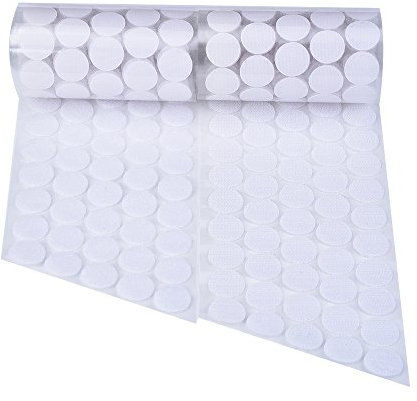 500 Piezas Gancho y Bucle Auto Adhesiva Moneda Cinta de Puntos Redondos con Sujetador de Pegamento Adhesivo, 20 mm de Diámetro (Blanco)