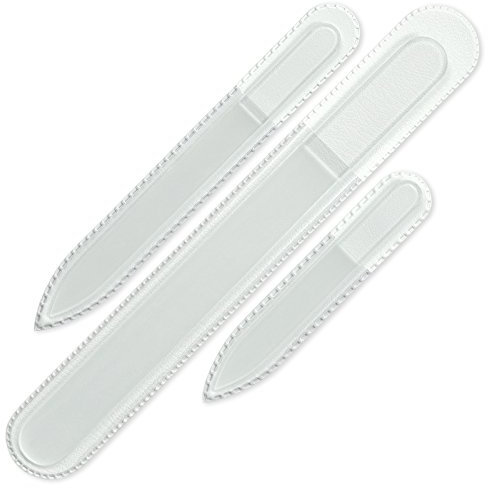 Mont Bleu Lot de 3 limes à ongles en verre - Lime en verre trempé fabriquée en République tchèque - Limes à ongles professionnels