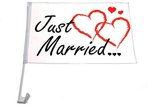 10 x Autoflagge Autofahne Just Married Auto Flagge Fahne Hochzeit