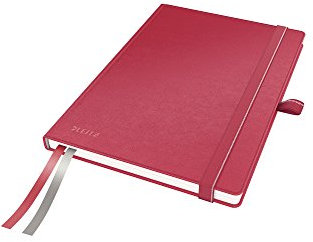 Leitz Complete Qualitäts-Notizbuch A5 kariert, 160 Seiten, 80 Blatt, Hardcover mit hochwertigem Einband, 100 g/m² Papier FSC zertifiziert, Verschluss, Lesezeichen, Stiftschlaufe, Rot, 44770025