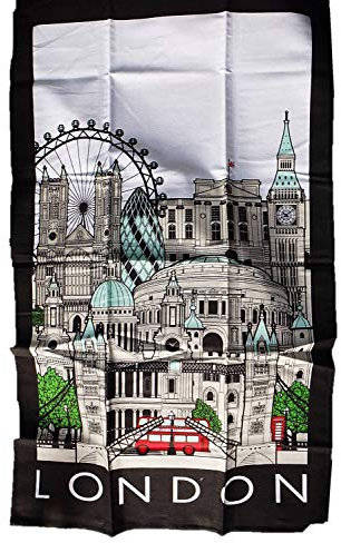 London Landmarks Tea Towel Souvenir Gift Cityscape Collage Montage St Pauls New