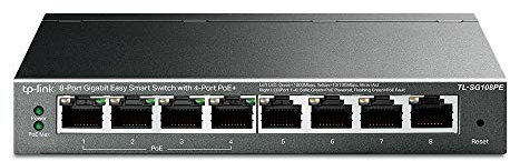 TP-Link TL-SG108PE 8-Port Gigabit PoE Switch, 4 802.3af/at PoE+ Ports Network Swtich Up To 30 W For Each Port, 64 W For All Ports, Metal Casing, Network Monitoring, VLAN, QoS, PoE Auto Recovery