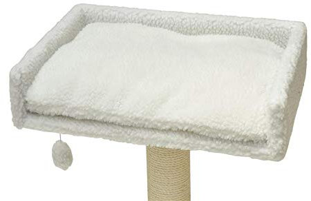 nanook Liegeplatz Top für Katzen-Kratzbaum mit Kissen groß XXL 60x40 cm - weiß Teddyfell
