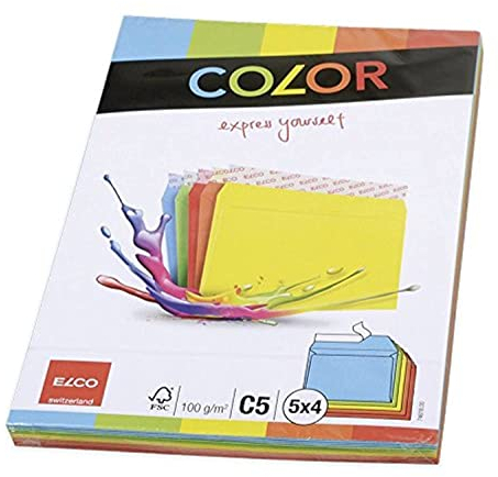 ELCO Color Versandtasche C5 100 g/m² 4 x 5 Farben mit Haftverschluss verpackt 20 Stück farblich sortiert