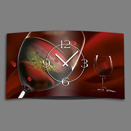 dixtime Rotwein Designer Wanduhr modernes Wanduhren Design leise kein Ticken 3D-0092