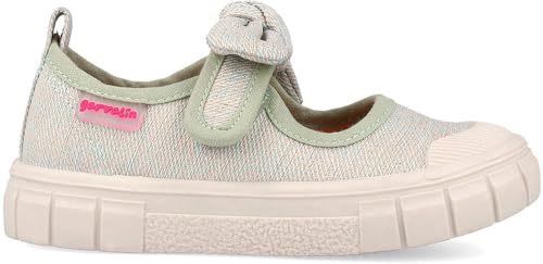 Garvalín Flache Ballerinas für Mädchen, Leinen, Schleife 252380, Grün D442, 28 EU