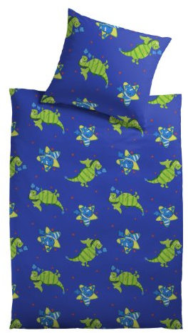 Mesana B-10614/17 Mikrofaser Fleece Kinderbettwäsche, Drago Kissen 80 x 80 cm und Bettbezug 135 x 200 cm, blau