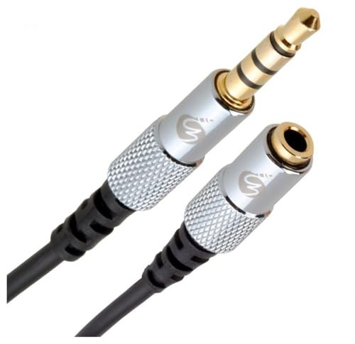 FISUAL S-Flex Mini 3.5mm 4 Pole Jack Extension Cable 2m | 4-pole TRRS design for headphone-mic combos, compact gold-plated plugs, super-soft anti-tangle cable
